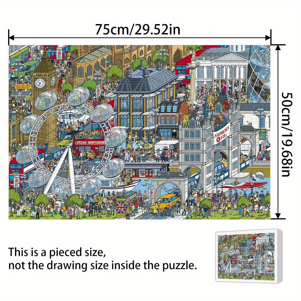 Puzzle da 1000 pezzi - London UK Big Ben e punti di riferimento, puzzle extra large da 74,98x50,01 cm con Thames River, orologio vintage Towe