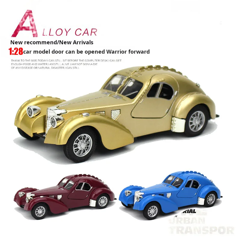 1:28 Fahrzeugmodell Super Classic Zurückziehen Spielzeugauto Pädagogische Sammlung Tür Offenes Automodell Geschenk Kinder Geschenkauto für Bugatti