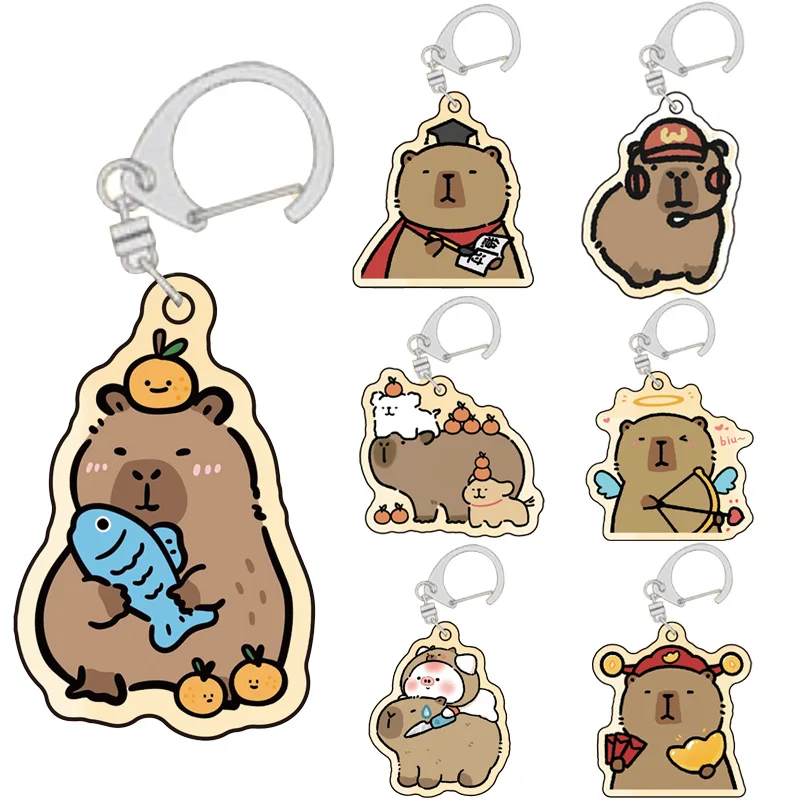 

Capybara Keychains Creative Funny Cartoon Cute Kapibala Key Ring Pendant Water Porpoise Bag Car Key Chain Accessories Toys Gifts