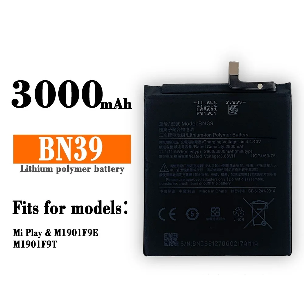 

Replacement Battery BN39 For Xiaomi Mi Play Rechargeable Phone Battery 3000mAh