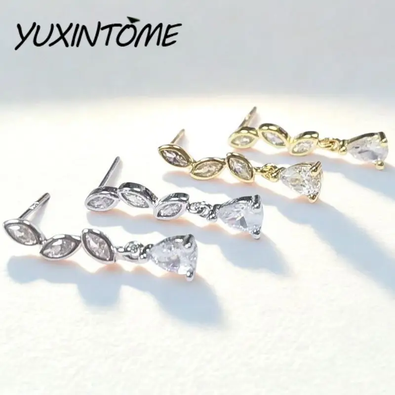 

925 Sterling Silver Ear Needle Advanced Irregular Design The Eye Water Drop Zircon Stud Earrings Fashion Wedding Jewelry Gifts