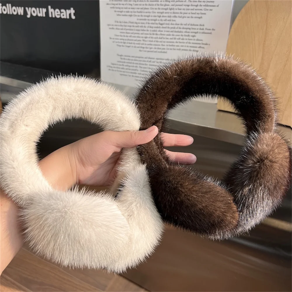 Muffle Earflap Luxury Women's Winter Warm 100% Natural Real Mink Fur Earmuffs Fashion Outdoor Cold Protection Girls Ear-Muffsear