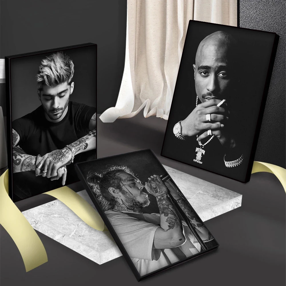 Pop Singer 2pac Post Malone Posters Nordic Black and White Hip Hop Aesthetic Pictures For Room Music Canvas Home Wall Art Decor