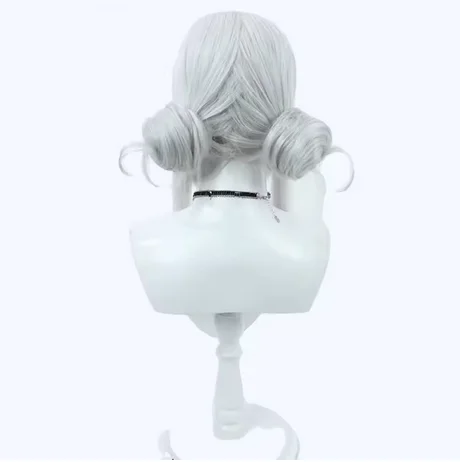 Peluca de pelo sintético juego NIKKE la diosa de la victoria Blanc peluca de Cosplay 60cm pelucas de Color blanco plateado peluca resistente al calor