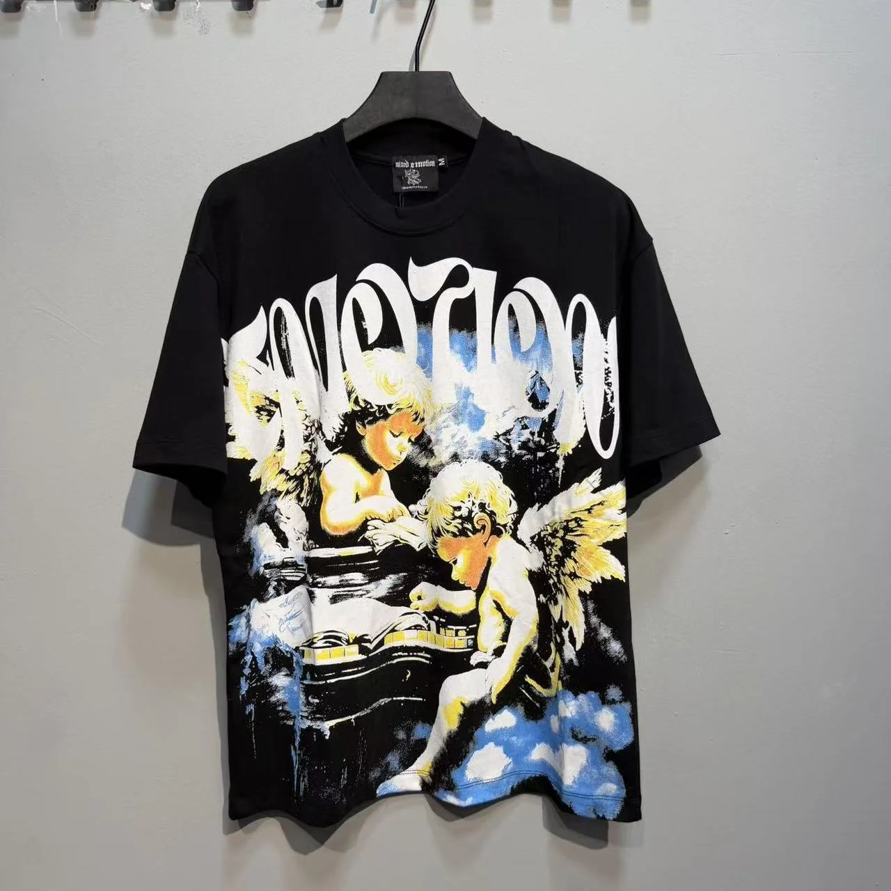 Mixed Emotion American Style Couple Angel Print T-Shirt Short Sleeve Pure Cotton INS Trendy Streetwear Youth  Culture T-Shirt