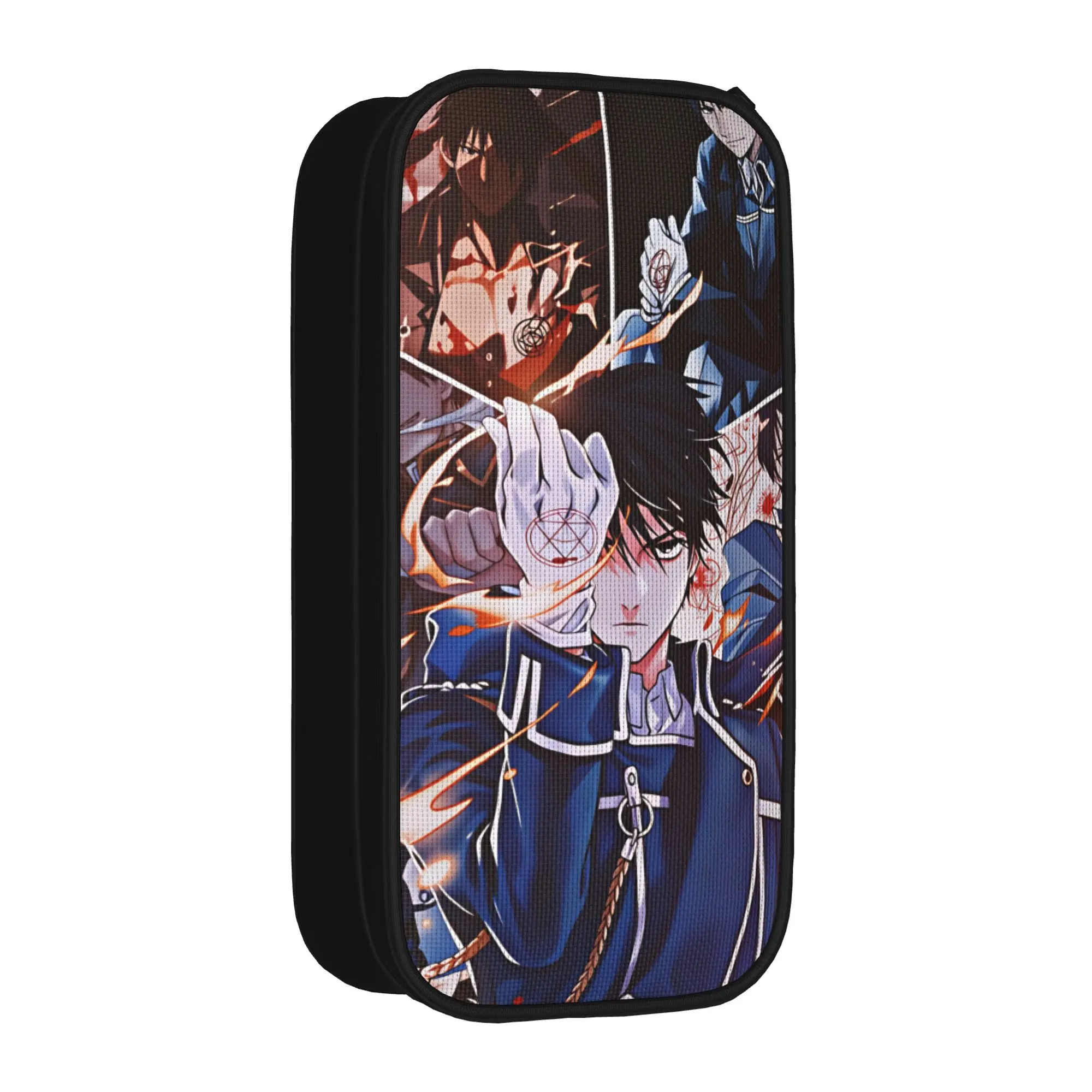 Roy Mustang Pencil Case Fullmetal Alchemists School Pencil Cases Double Layer Girls Boys College Pen Box Stationery Organizer