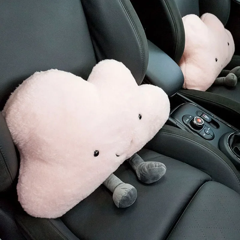 Cute Car Pillow Plush Cushion Car Safety Pillow Automobile Safety Belt Shoulder Pad Universal Vehicle Headrest Waist Cushion