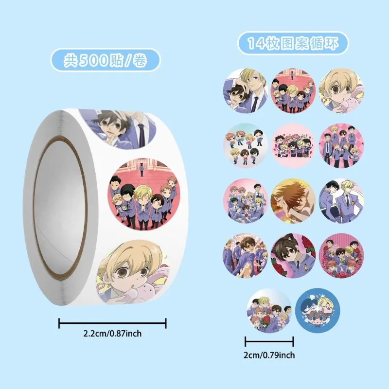 500pcs New Ouran High School Host Club Roll Stickers Anime Round Stickers DIY Notebook Water Bottle Decorative Stickers view 6
