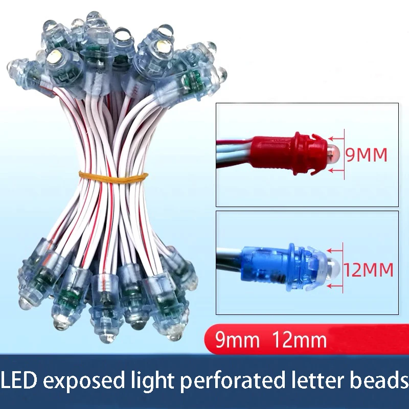 50 SZT./zestaw LED Lampki sznurkowe z wypełnieniem klejem, odkryte, perforowane billboardy, perforowane litery, wodoodporne koraliki 9mm 12mm 5V 12V