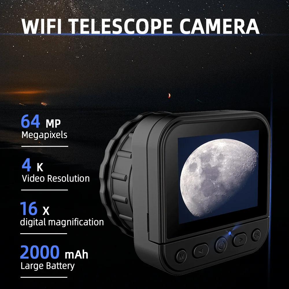 4K Wireless Telescope Camera Universal Eyepiece Monocular Camera X16 Zoom Christmas Gift for Astrophotography Enthusiast
