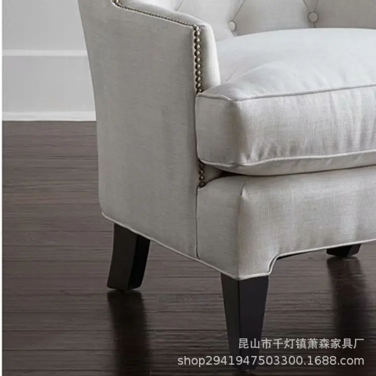Picture 4: White fabric sofa chair model room buckle soft bag single sofa