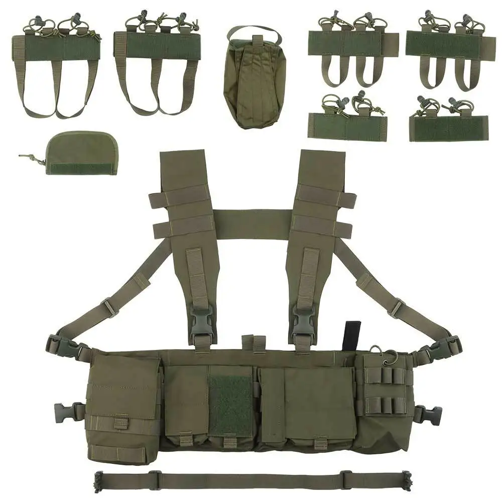 

MF Style UW Tactical Chest Rig 3" Wide Shoulder Strap Pusher GEN VI Front Four GP Radio Magazine Pouch Patrol Hunting Vest