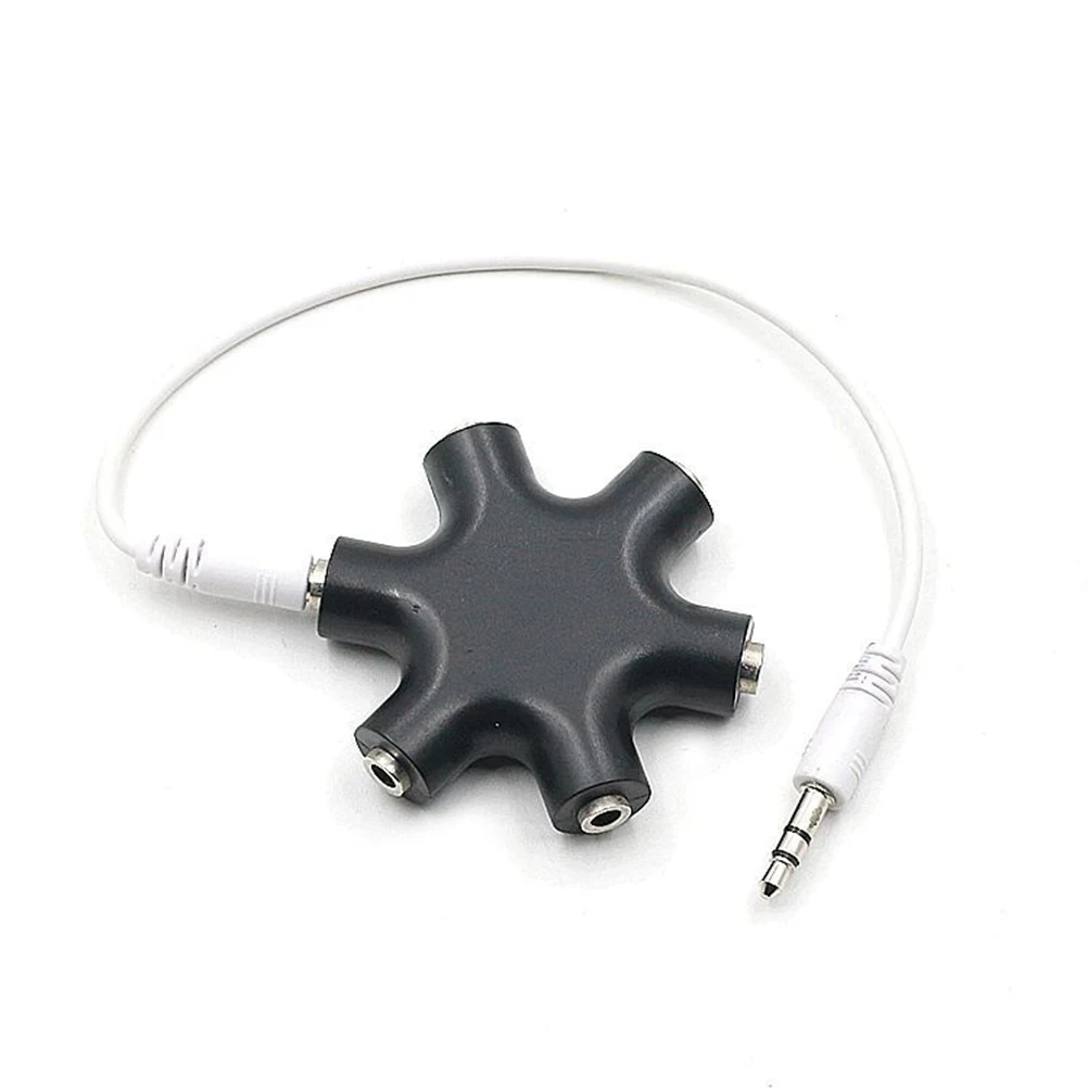 

Snowflake 6 Way 3.5mm Splitter for Audio Earphone Headphone Audio Headset Adapter with Auxiliary Cable (Black)