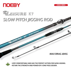NOEBY K7 Slow Pitch Jigging Fishing Rod 1.83m 1.96m Drag 20kg Spinning Casting Boat Offshore Saltwater Snapper Fishing Rod