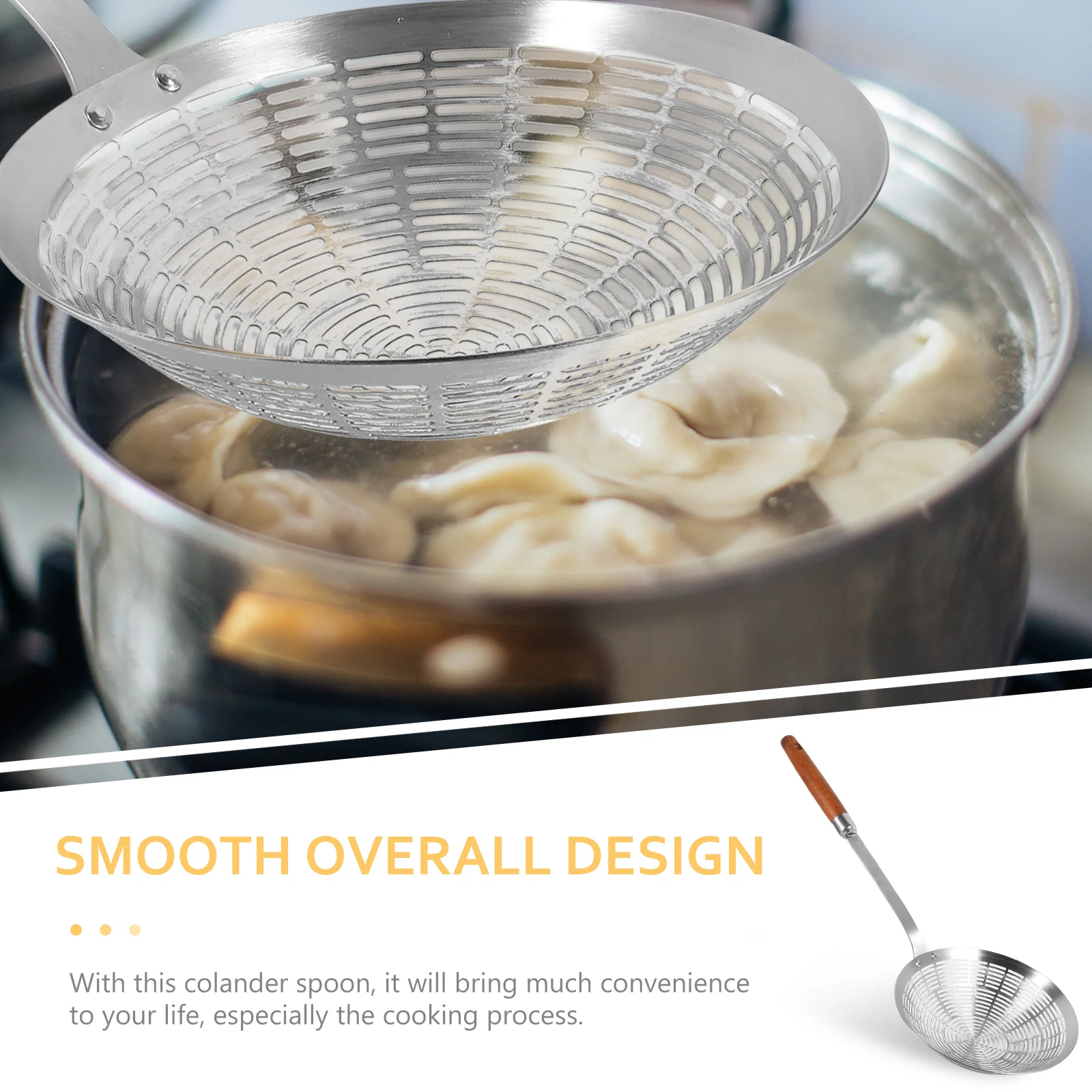 

Heavy Duty Stainless Steel Strainer Spoon for Cooking Noodles Fried Food Quick Drainage Kitchen Gadgets Large Slotted Spoon