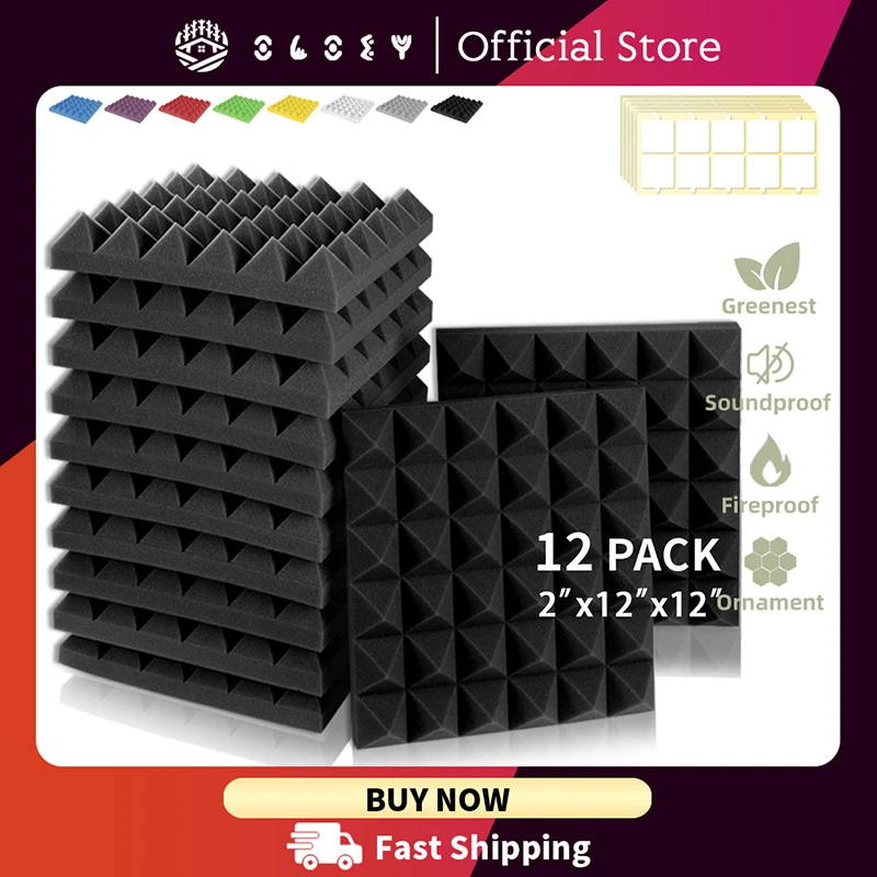 Sound Absorbing Material 12 Pcs Sound Proof Wall Panels Soundproofing On The Wall KTV Room Studio Acoustic Treatment Foam Panels