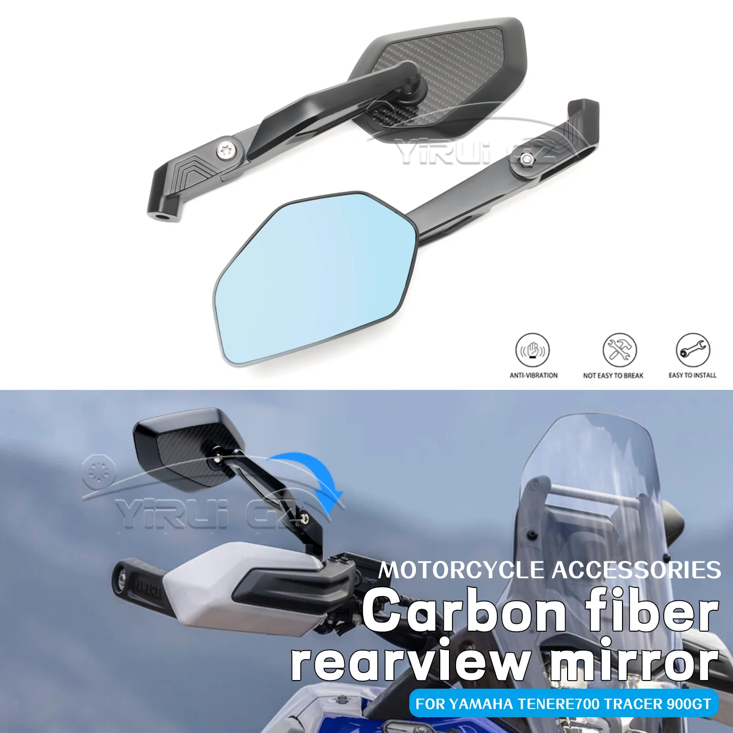 

Motorcycle rearview mirrors Rearview Side Mirror Foldable mirrors rod FOR YAMAHA TENERE700 TENERE700 700 7000 Tracer 900GT 900GT