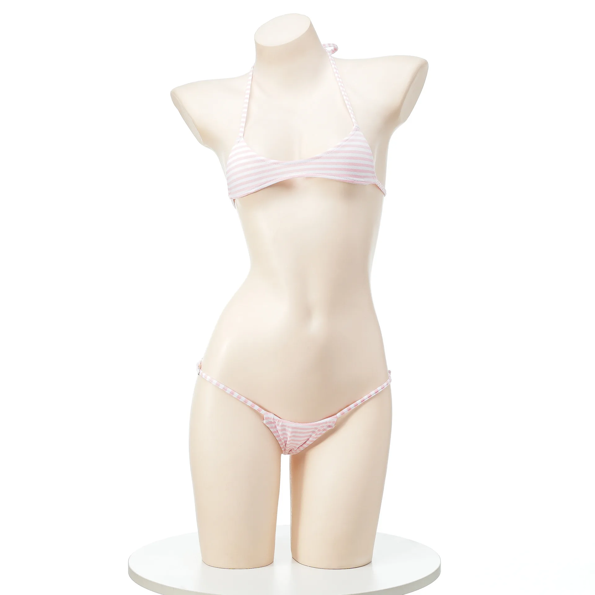 Maillot de bain à rayures pour femmes, costume de femme de chambre, sous-vêtements mignons, vêtements de cosplay, maillot de bain japonais, tenue de jeu de rôle, anime, fille, fête à la piscine