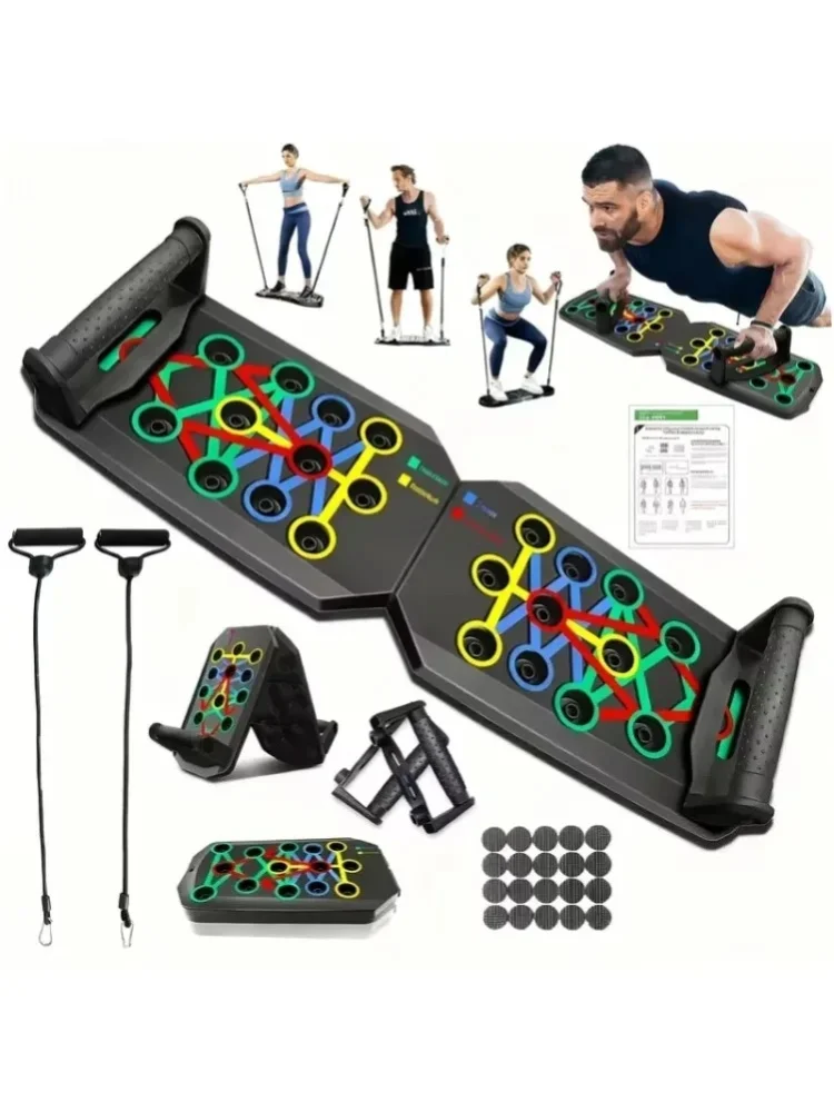 1 Set 28-Loch Push-Up-Board, zwei Varianten erhältlich: mit und ohne Widerstandsbänder |   Multifunktionales Heim- und Fitness-Trainingsgerät, Brustmuskeltrainer, Krafttrainingsgerät inklusive