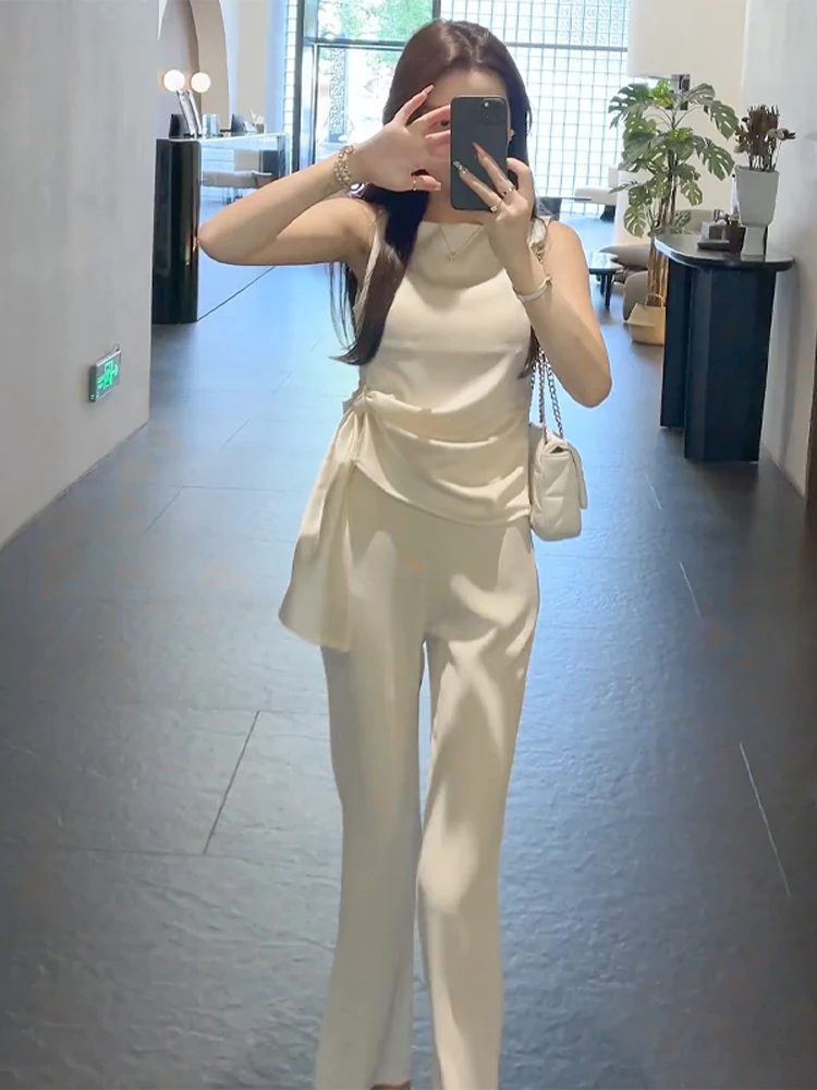 Faionable Afslankende Zomer Outfit Set Dames Unieke Sle Long Sve Tweedelige Set Leeftijdsverlagende Verberging ular Trend