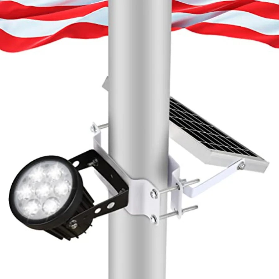 

Солнечный светильник для флагштока с улучшенной защитой IP67, водонепроницаемый, для наружного использования, с интеллектуальной зарядкой и освещением для использования в сумерках.