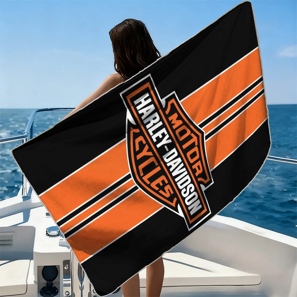 Luxury H-Harleys D-Davidson Beach Towel Ultra-fine Fiber Quick Drying Absorbent Beach Swimming Vacationvacation Essentials