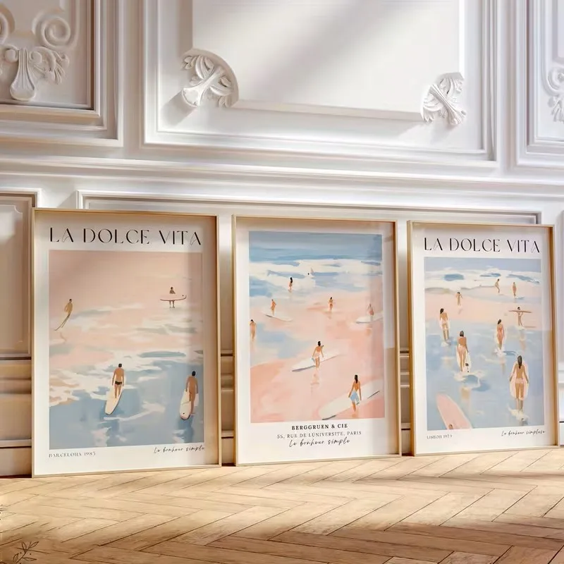 

3pcs Retro Summer Beach-themed Canvas Poster Picture Wall Art Modern Living Room, Bedroom, Dining Room Interior Home Decoration