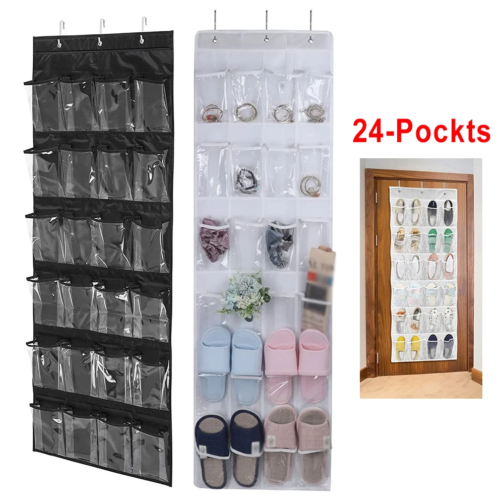 24 Large Mesh Pocket Wall Hanging Shoe Rack Behind Door Cloth Closet Miscellaneous Shoe Storage Bag For Bedroom Wall Kids Room