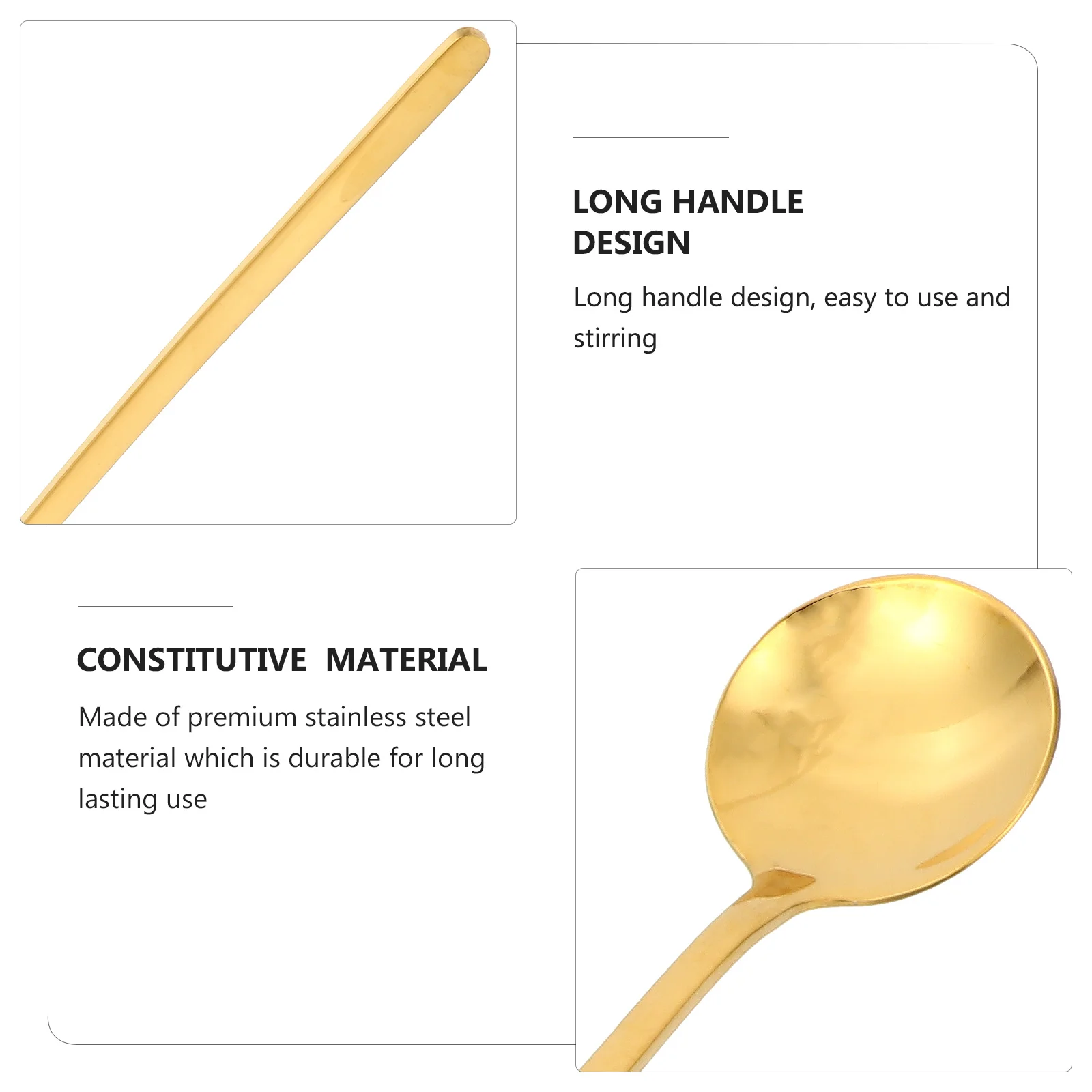 

2Pcs Long Handle Coffee Spoons Stainless Steel Stirring Spoons for Iced Tea Dessert Shop Home Bar Party Gift