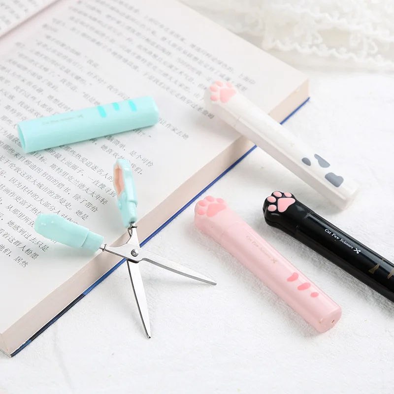 Novelty Cute Multifunctional Stainless Steel Hand Scissors Mini Portable Kawaii Cat Paw Art Scissors School Stationery