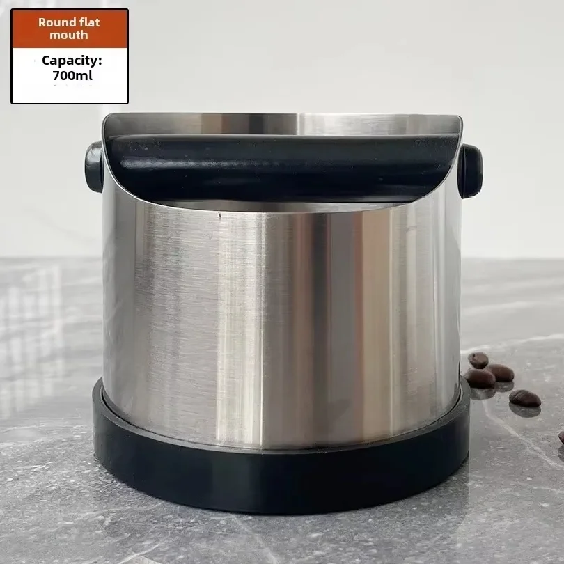 Coffee Knock Box Stainless Steel Espresso Knock Box Non Slip Coffee Ground Knock Box with Rubber Ring Beveled Coffee Ground Bin view 4