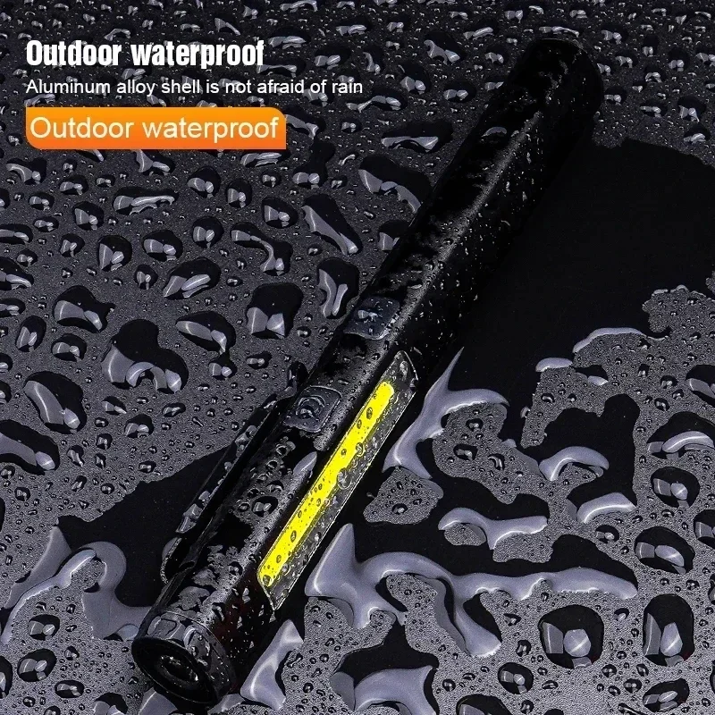 Magnetic LED Work Flashlight 14500 Rechargeable Battery COB+XPE Pen Clip Light Bright Outdoor Camping Emergency Flashlight