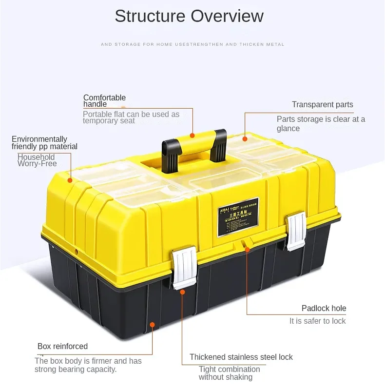 AIRAJ Household multifunctional maintenance portable electrical box, three-layer folding toolbox hardware storage box