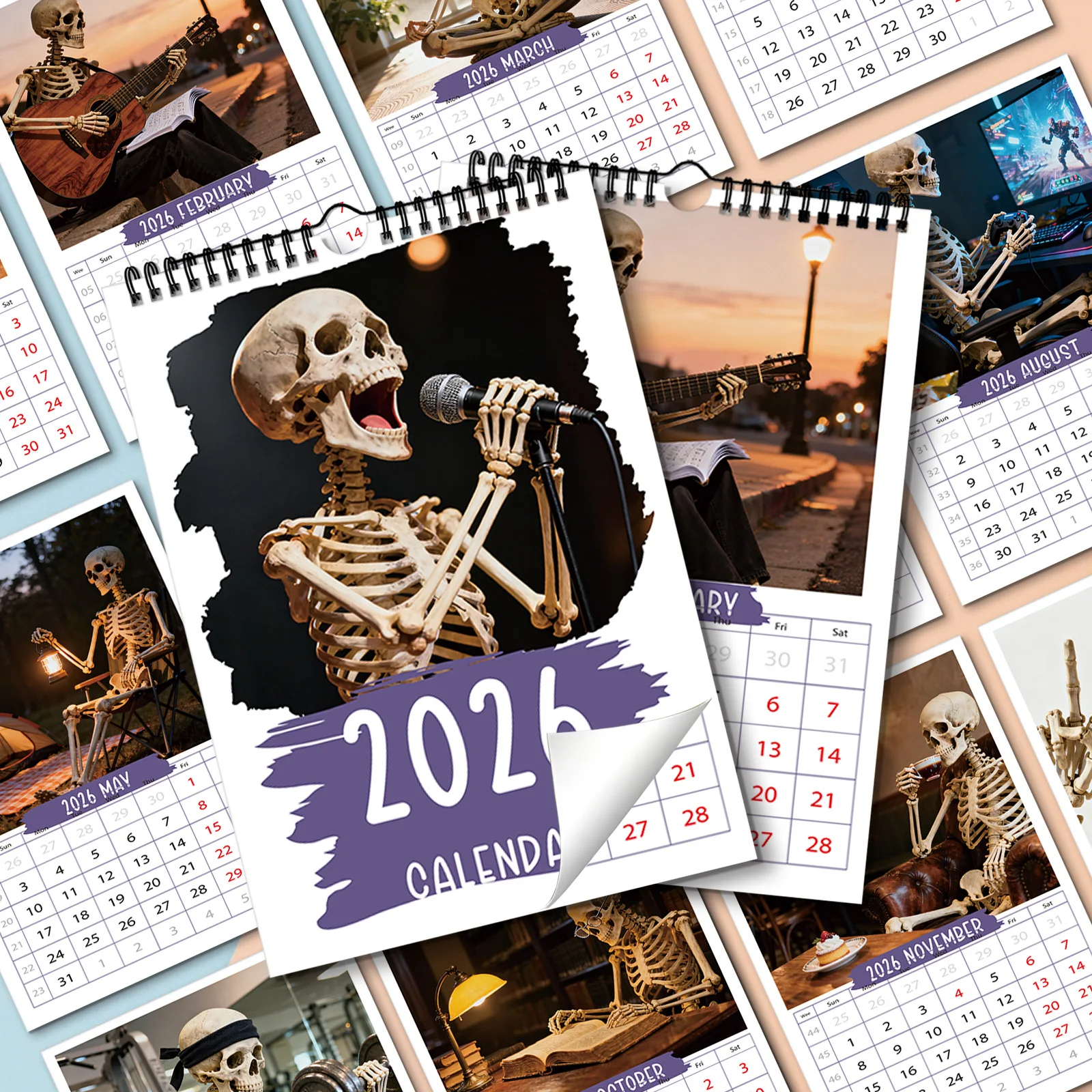 

1PC 2026 Funny Skull Theme Calendar, Suitable for Home Decoration, Perfect for Trendy Enthusiasts, and A Fun Everyday Gift