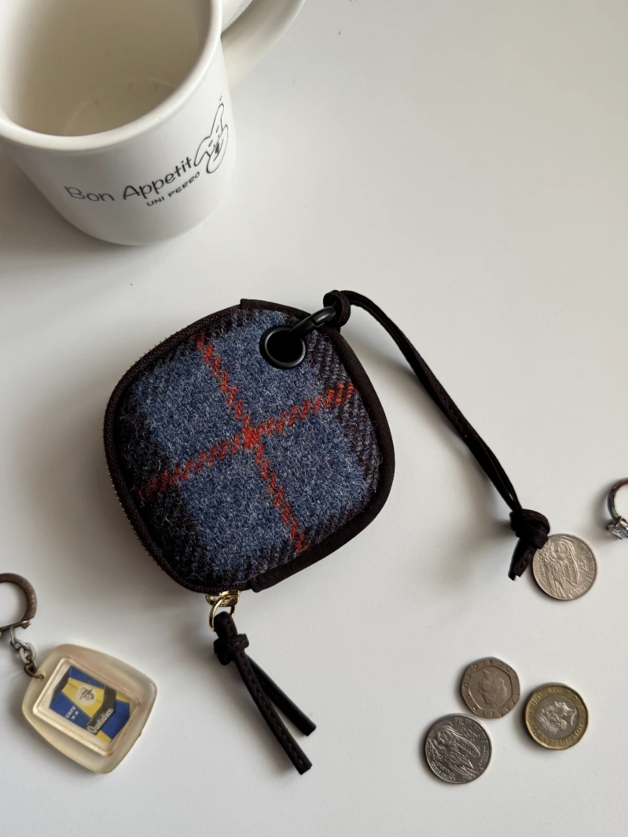 ウィノーハリスツイードコンパクトポータブル収納バッグ小銭入れシンプルなデザイン軽量レトロスタイル生地ユニセックス財布