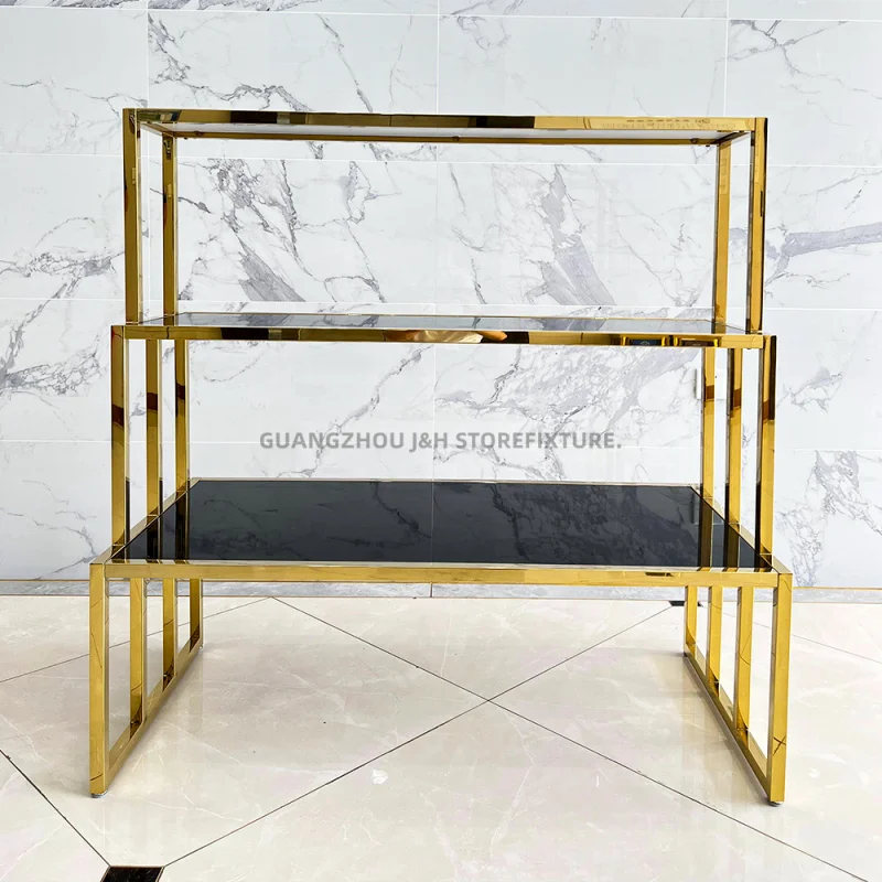 customized.Fashion Boutique 3 Tier Display Tables Shoe and Handbag Store Retail Shoe Display Showcase Tables Sales