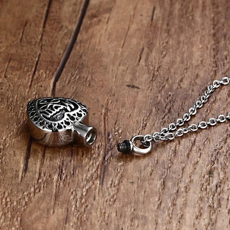 Titanium Steel Urn Stitch Dad Mom Pendant With O Chain Father's Day Mother's Day Pendant Cast Urn