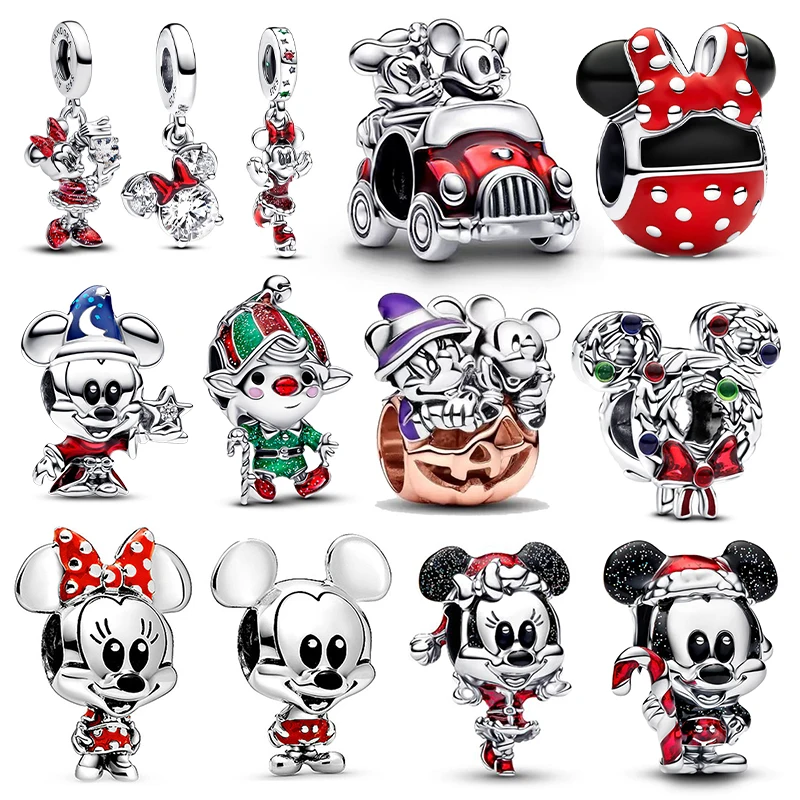 

Disney New in Charms 925 Silver Minnie and Mickey Charms Beads Fit 3mm Original Bracelet Necklace Womens DIY Fine Jewelry Gifts