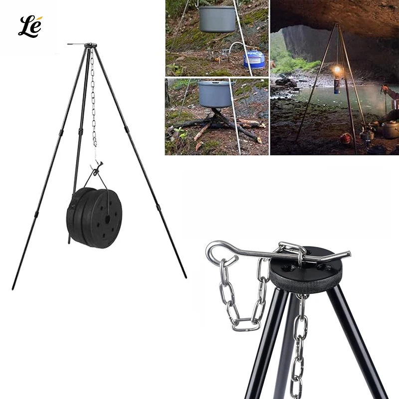 

Adjustable Camping Tripod Lightweight Aluminum Alloy Grill Rack With Storage Bag Portable Hanging Pot Stand For Outdoor Cooking