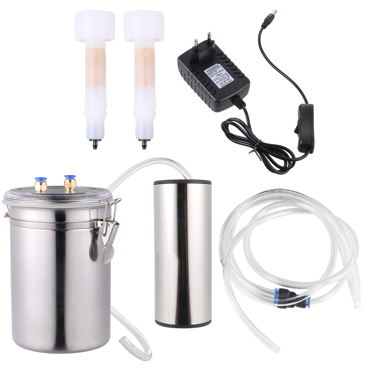 

2L Milking Machine Stainless Steel Bucket Household Goat Suction Vacuum Pump Portable Farm Dairy Supplies