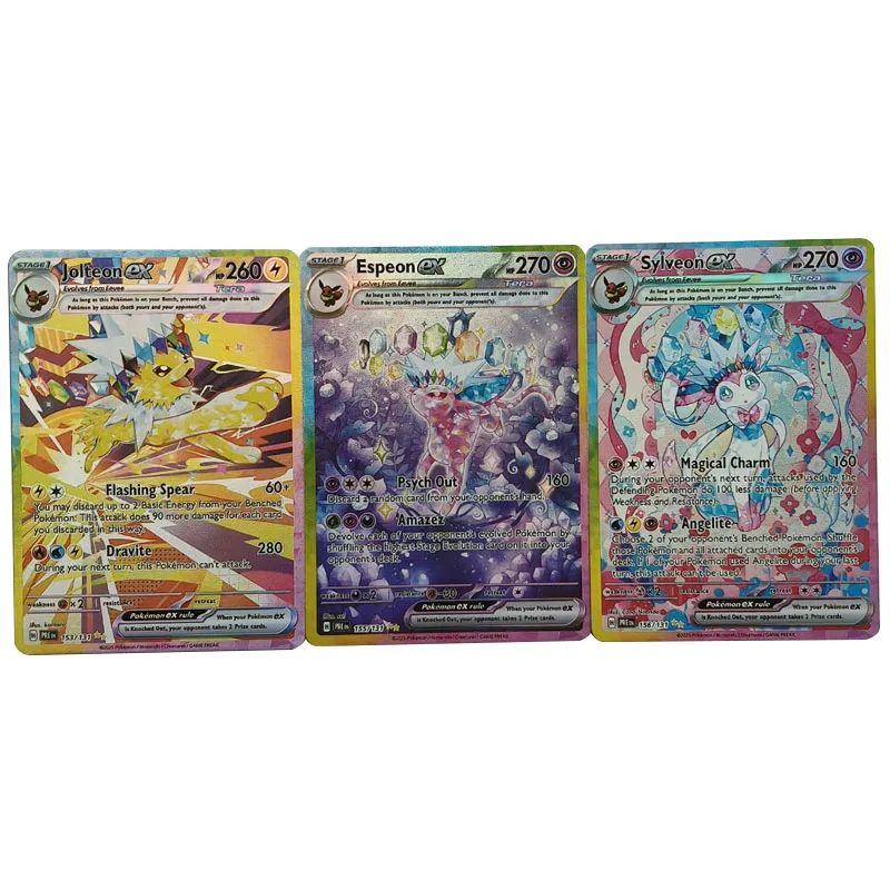 9pcs/set Homemade English Eeveelution Game Collection Card Anime Eevee Vapor Flareon Espeon Umbrion Sylveen Collection Card Gift