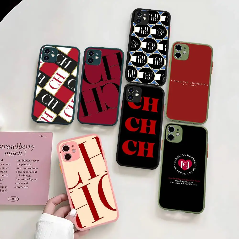 Funda de Teléfono Transparente Mate Fashion C-Carolina Fashion H-Herrera para iPhone 16 15 14 13 12 11 Pro Max X XS Max Plus