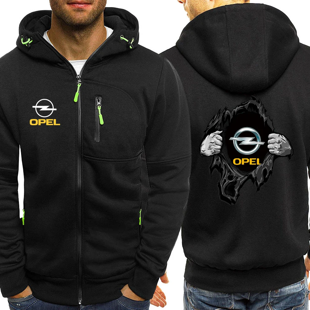 

2024 Men New OPEL Printing Spring and Autumn Comfortable Casual Hot Sale Zipper Breathable Hooded Versatile Coat Tops