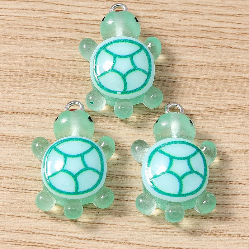 10pcs 16x25mm Cartoon Animal Charms Candy Colors Resin Turtle Charms Pendant for Jewelry Making Earrings Necklace DIY Craft Gift