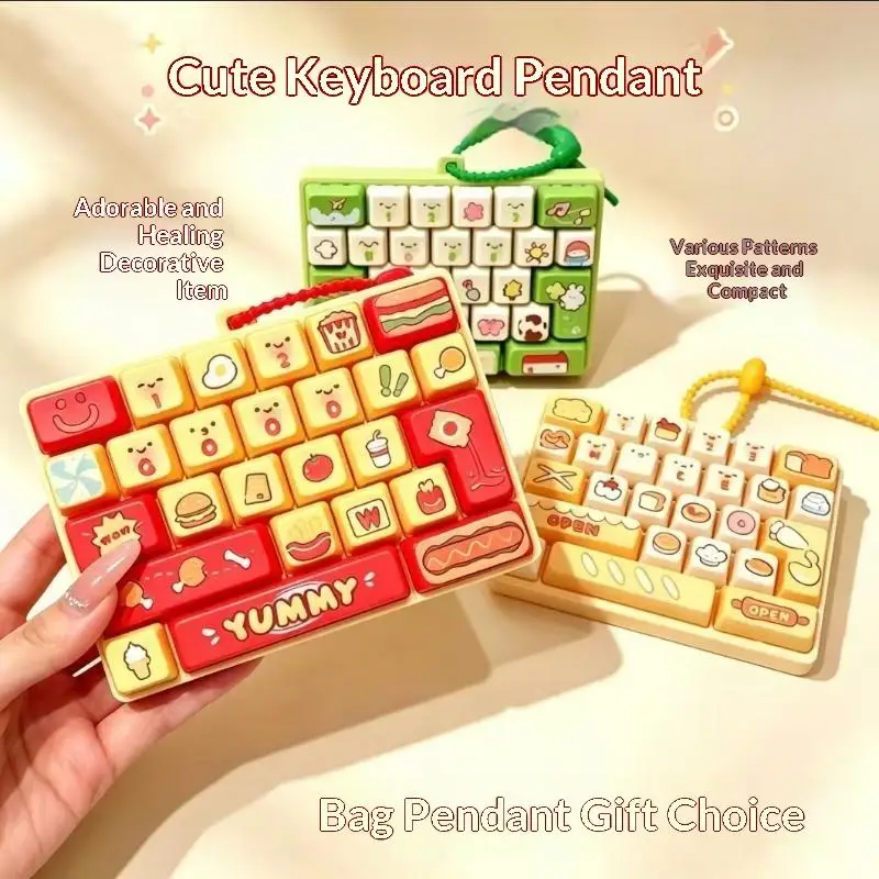 Heißer Anime 26-Tasten-Tastatur-Schlüsselanhänger Stressabbau-Fidget-Spielzeug Tastaturknopf Finger-Clicker Rucksack-Anhänger Weihnachtsgeschenk 1 Stück – Detail 4