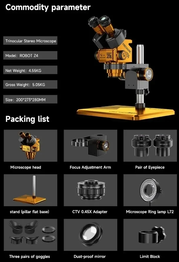 MECHANIC ROBOT Z4 6560T 7060T Trinocular Stereo Industrial