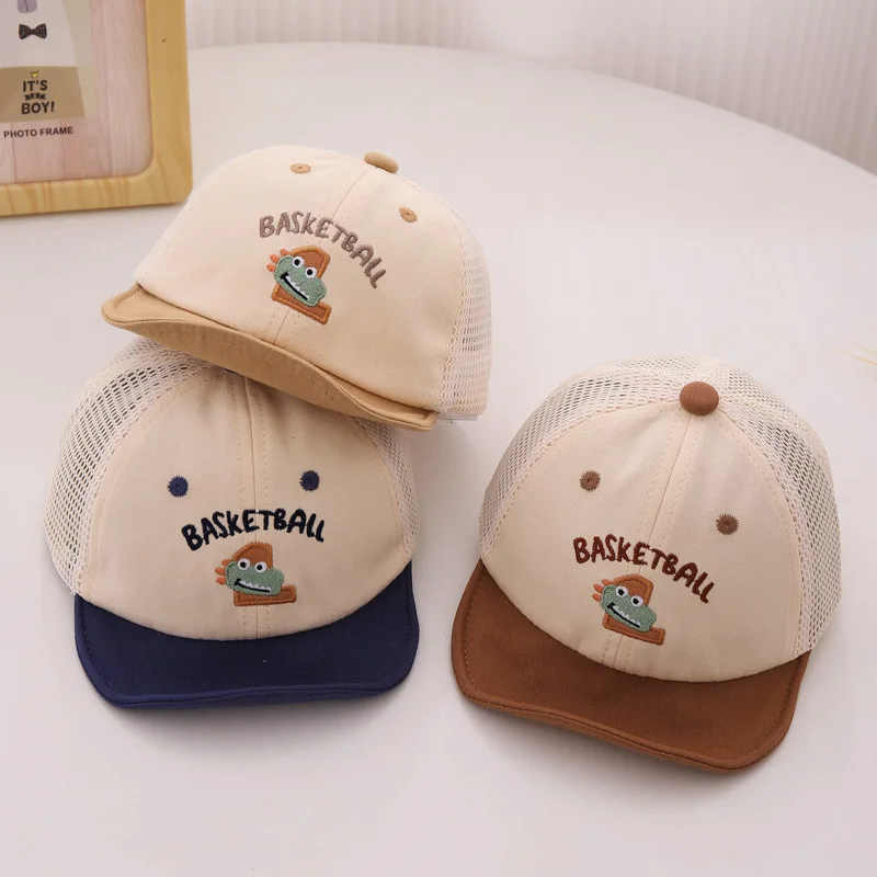 طفل شبكة بطة اللسان قبعة لطيف ديناصور الطفل بلغت ذروتها قبعة الصيف الجوف كول الاطفال واقية من الشمس منقار البط القبعات 6-24 متر الأطفال أقنعة