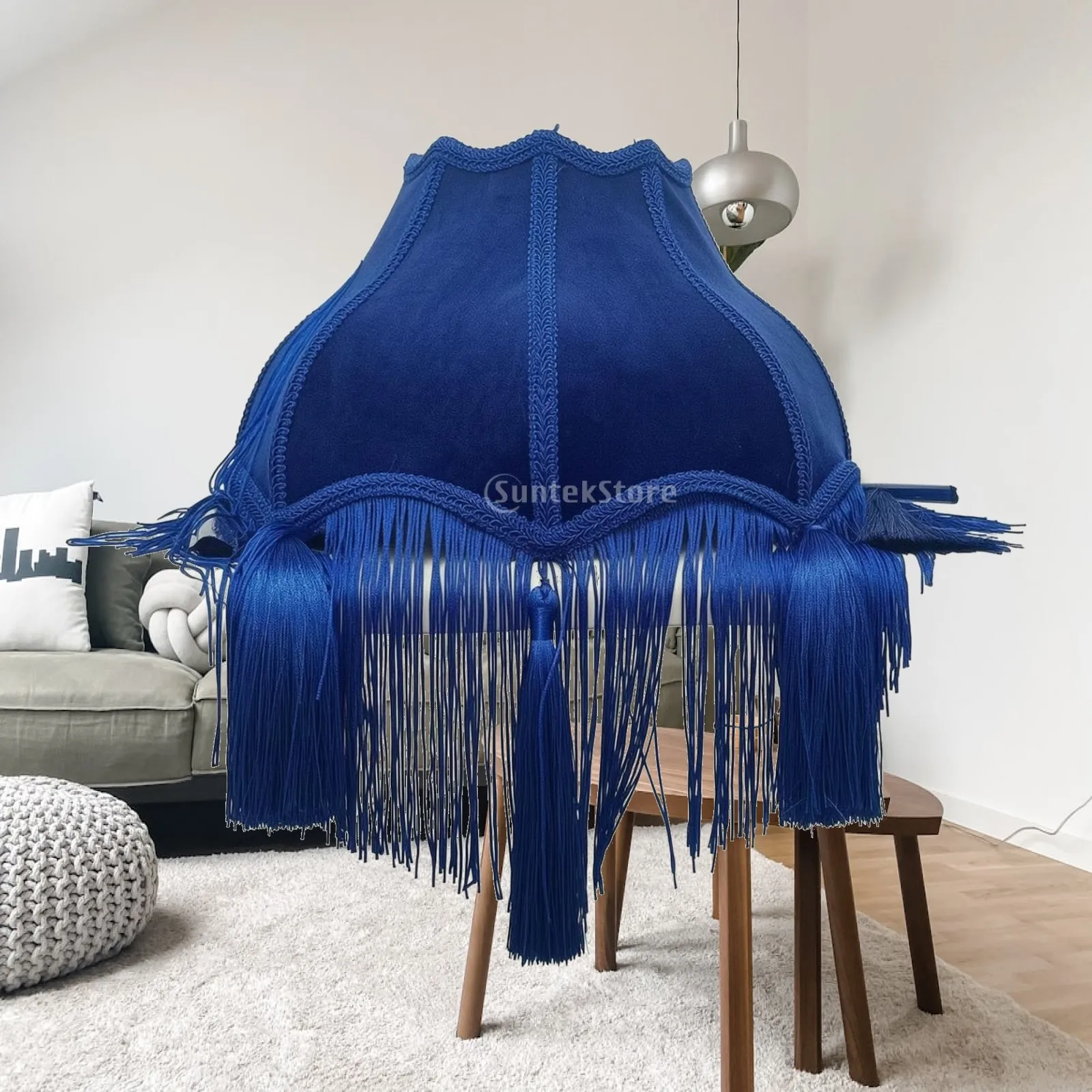 Tassel Lampshade Fabric Dome Shade for Table Lamp Vintage Bohemian Fringe Decor for Bedroom Living Room Cozy Lighting