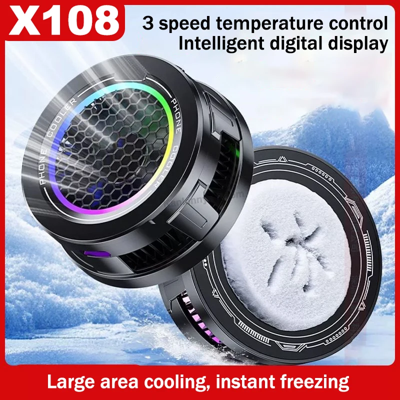 

X108 Frozen Mobile Phone Cooler Magnetic Back Clip 2IN1 Semiconductor Cooling Fan Radiator for IOS Android PUBG Cool Heat Sink