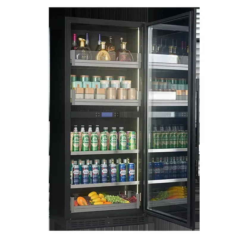 Commercial Glass Door Fridge Single Chiller Display Showcase Beverage Wine Cooler Electric Freestanding Refrigerator For Shop